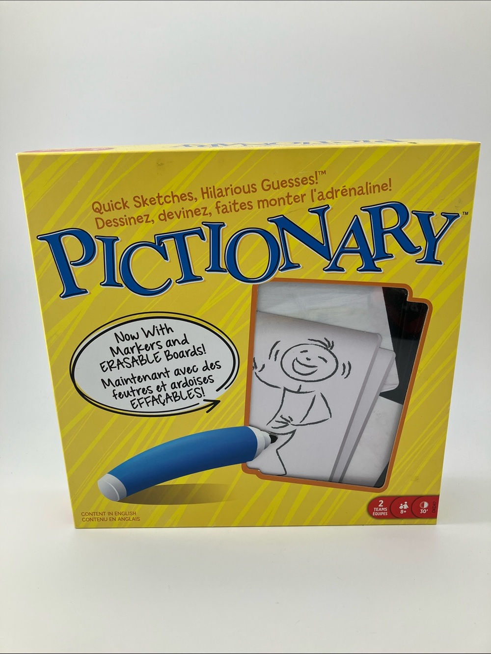 Mattel Pictionary Quick Draw Board Game Erasable Sketch Boards Family Game Night